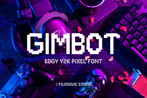 Gimbot Font: Y2K Pixel Typeface for Small Business Branding